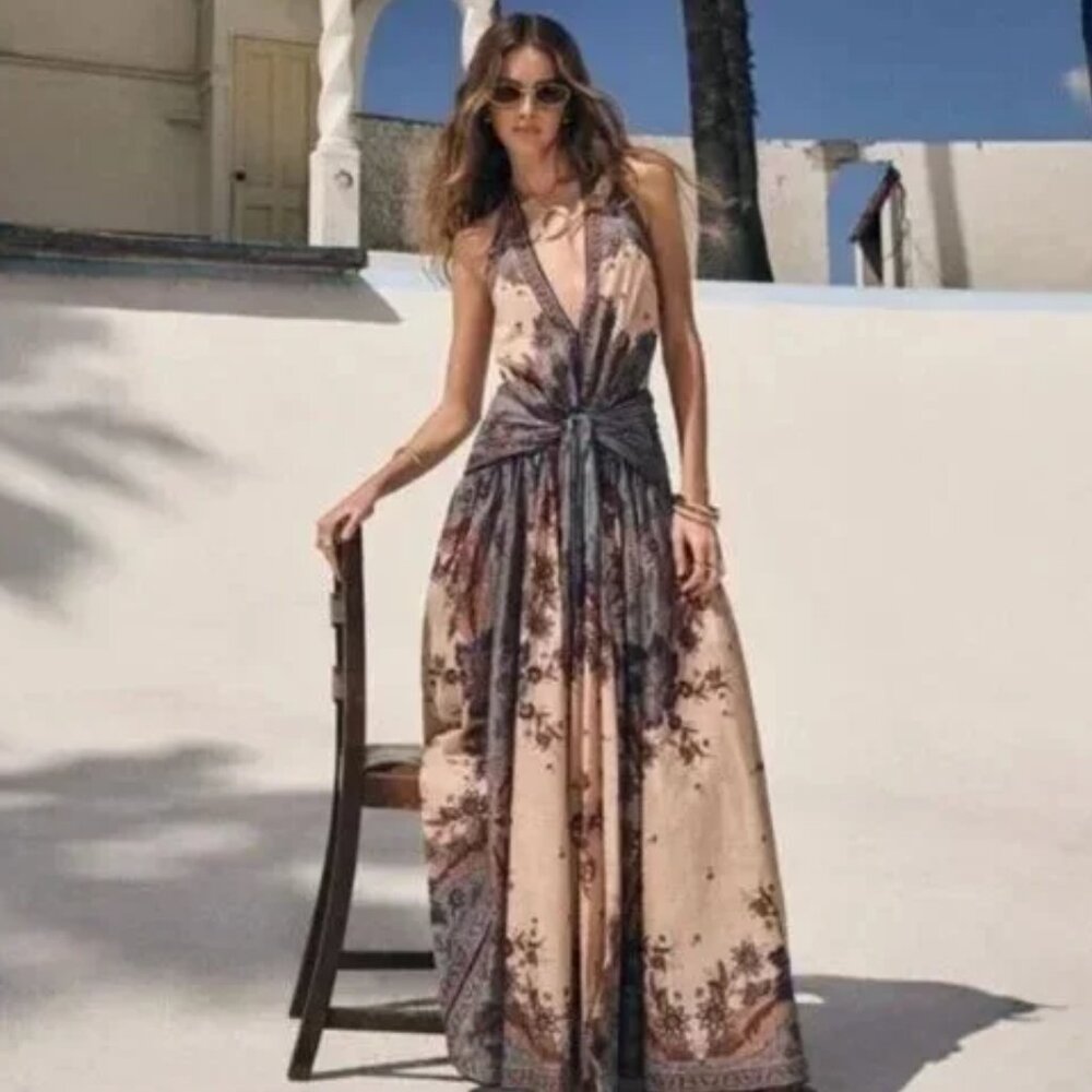 Zimmermann Belted suspender-style long dress